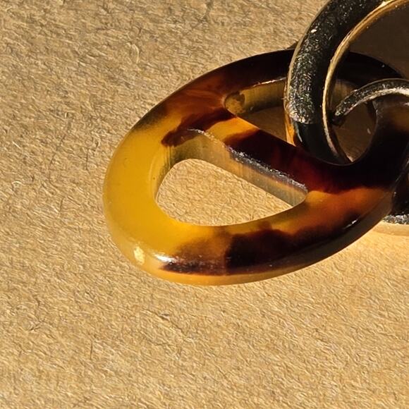 RARE Lauren Ralph Lauren Small Hoop Dangle Drop Tortoise Pierced Earrings - Picture 6 of 7